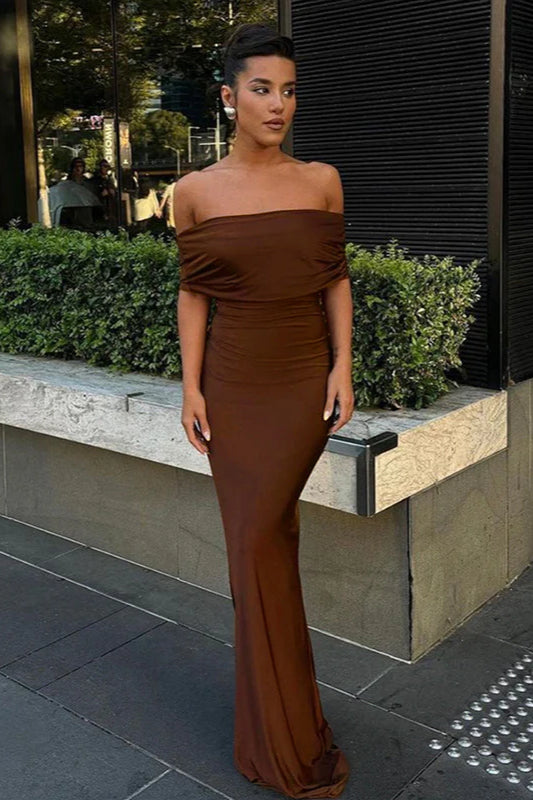 Off-shoulder Backless Bodycon Maxi Dress