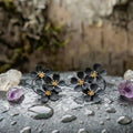 Vintage Black Flower Dangling Earrings