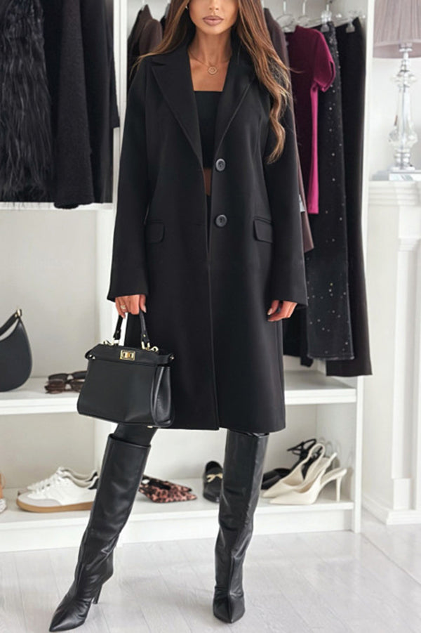 Fashionable Lapel Long Sleeve Single Breasted Loose Coat