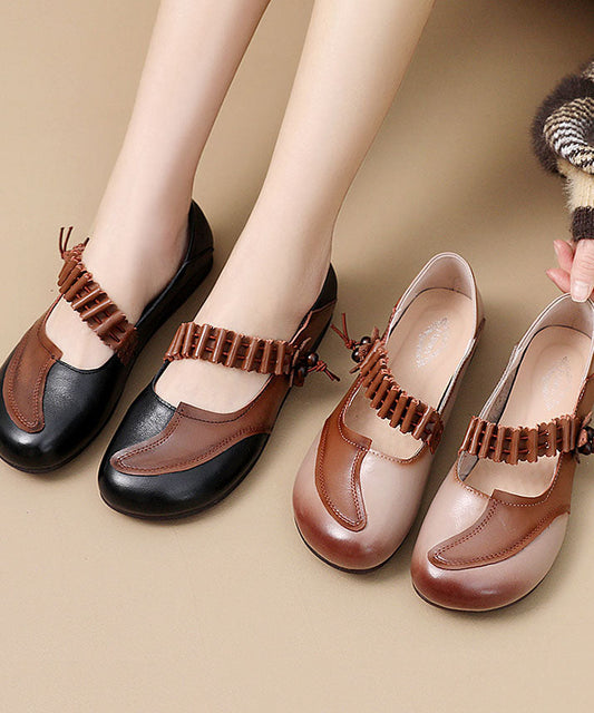 Comfy Black Buckle Strap Flat Feet Shoes Splicing Flat Shoes for