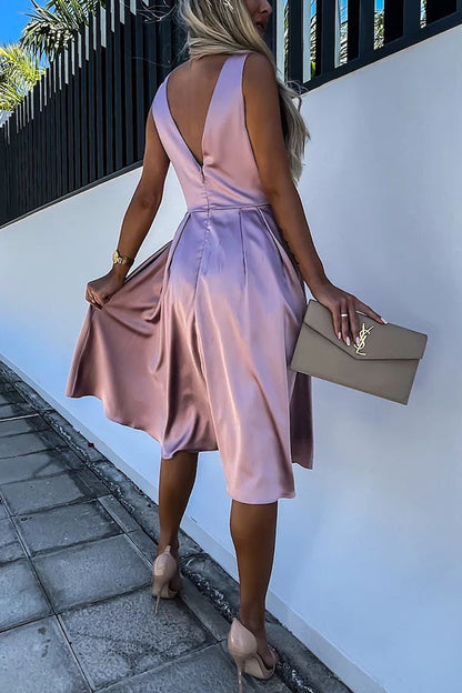 Hold You in My Memory Satin Midi Dress