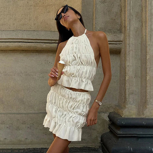 Alanna | Pleated Backless Two-piece Set