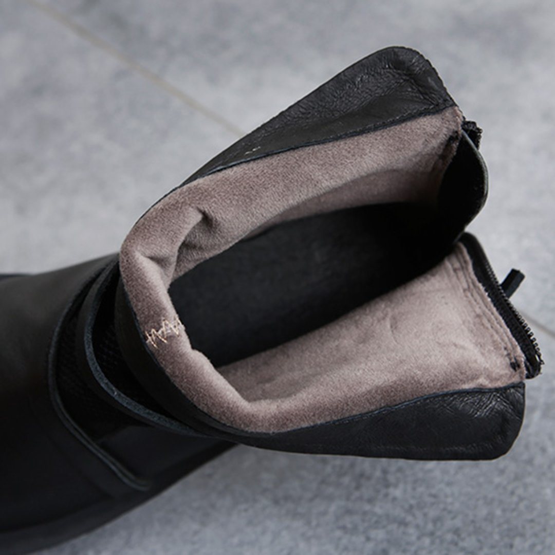 Cozy Leather Paneled Flats Martin Boots