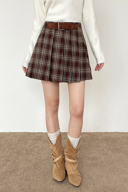 Plaid Pleated Skirt