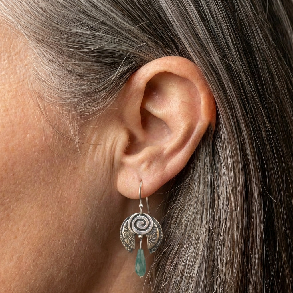 Vintage Green Dangling Stone Earrings