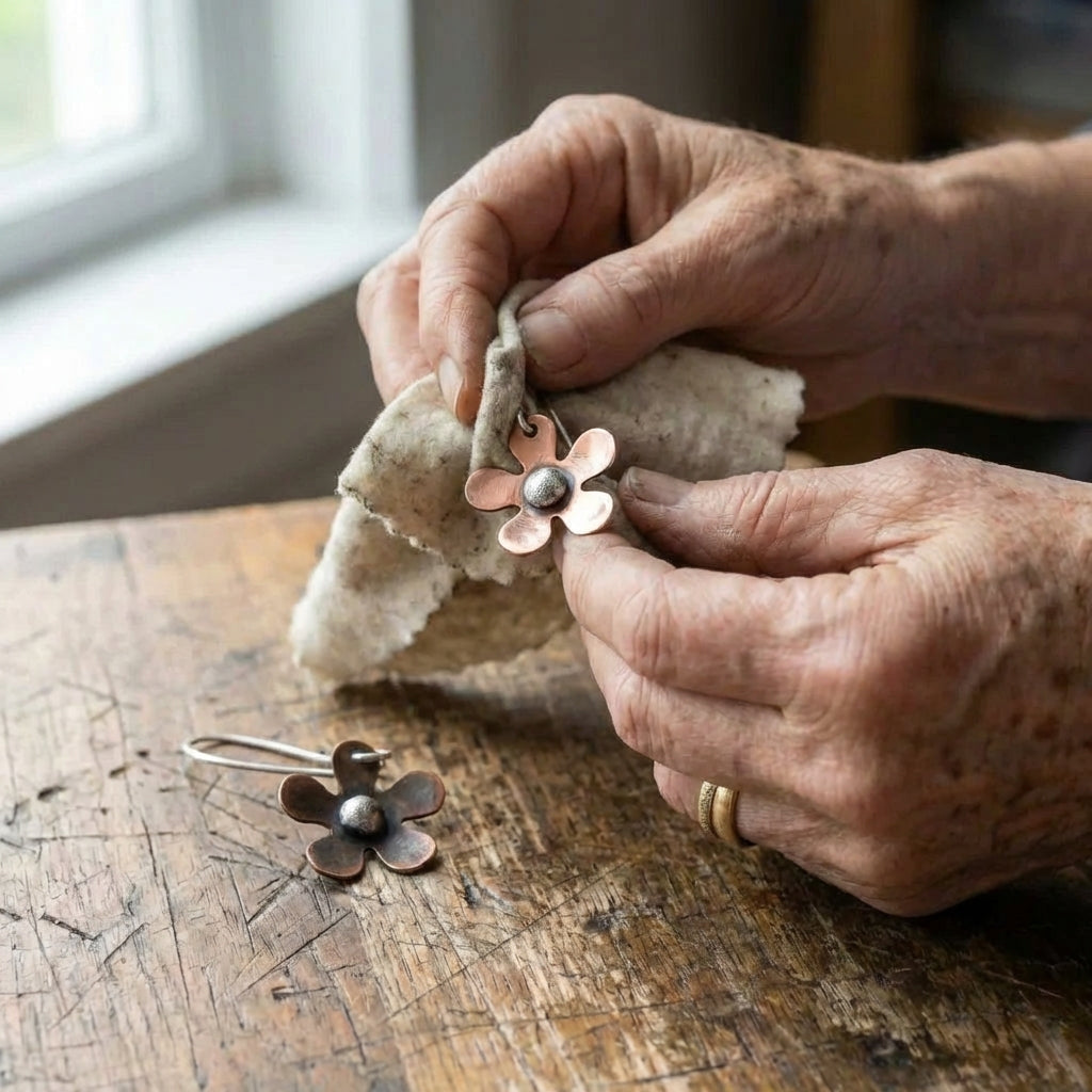 Vintage Flower Earrings In Silver