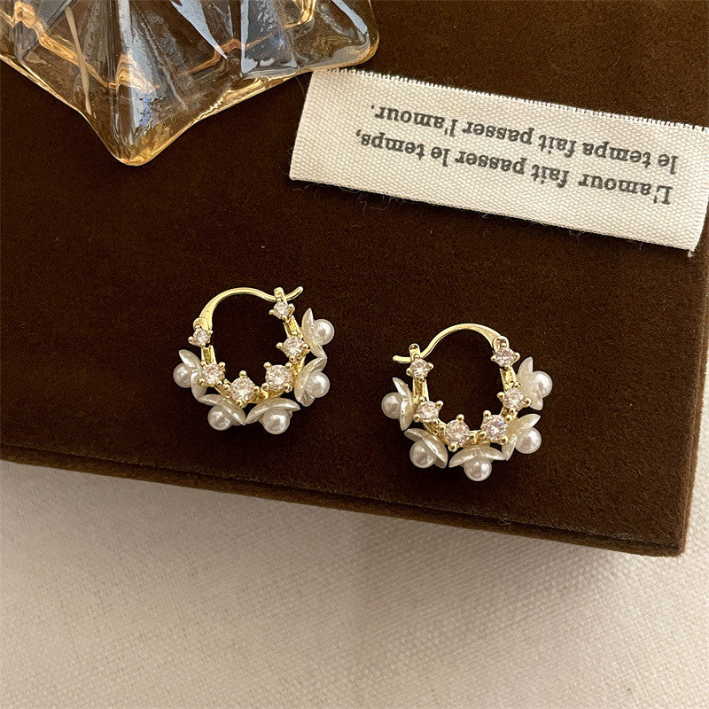 Elegant Pearl Hoop Earrings