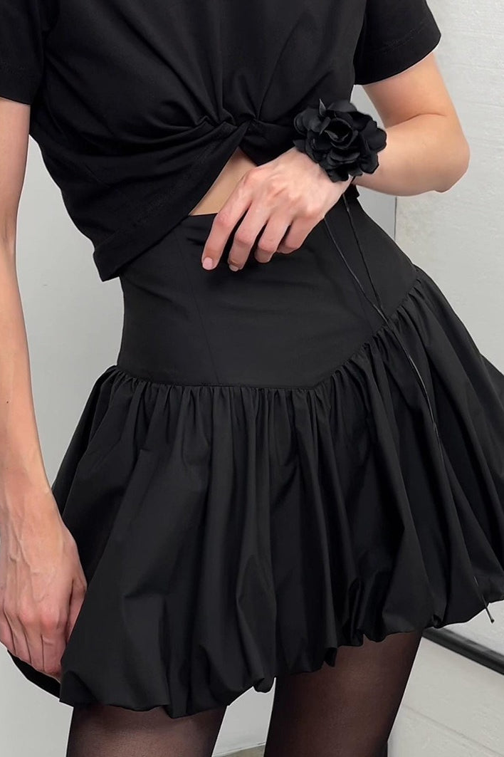 Cotton A-line High Waist Versatile Mini Skirt