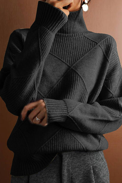 Color Turtleneck Loose Warm Knitted Sweater