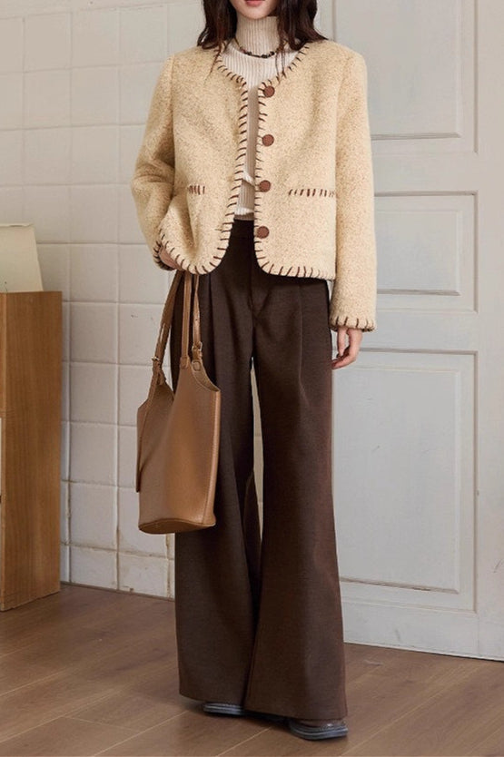Textured Wool Two-tone Coat