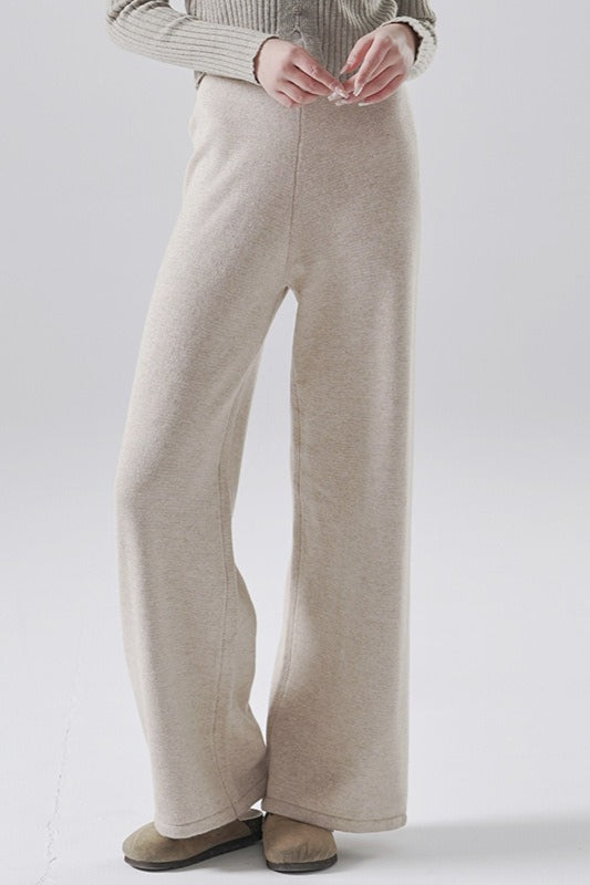 Wool Straight Leg Knit Pants