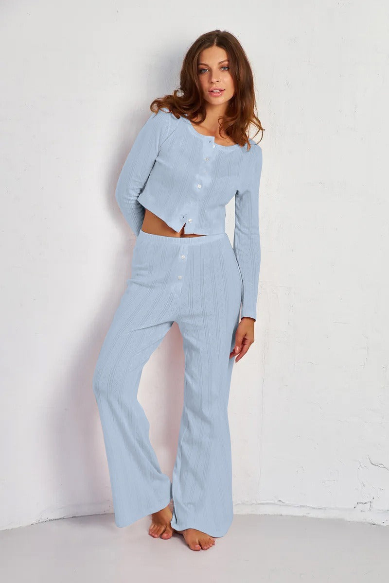 Soft Cutout Jacquard Two Piece Set