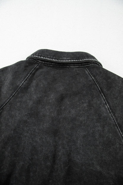 Buttons Balloon Sleeve Oversized Sweatshirt