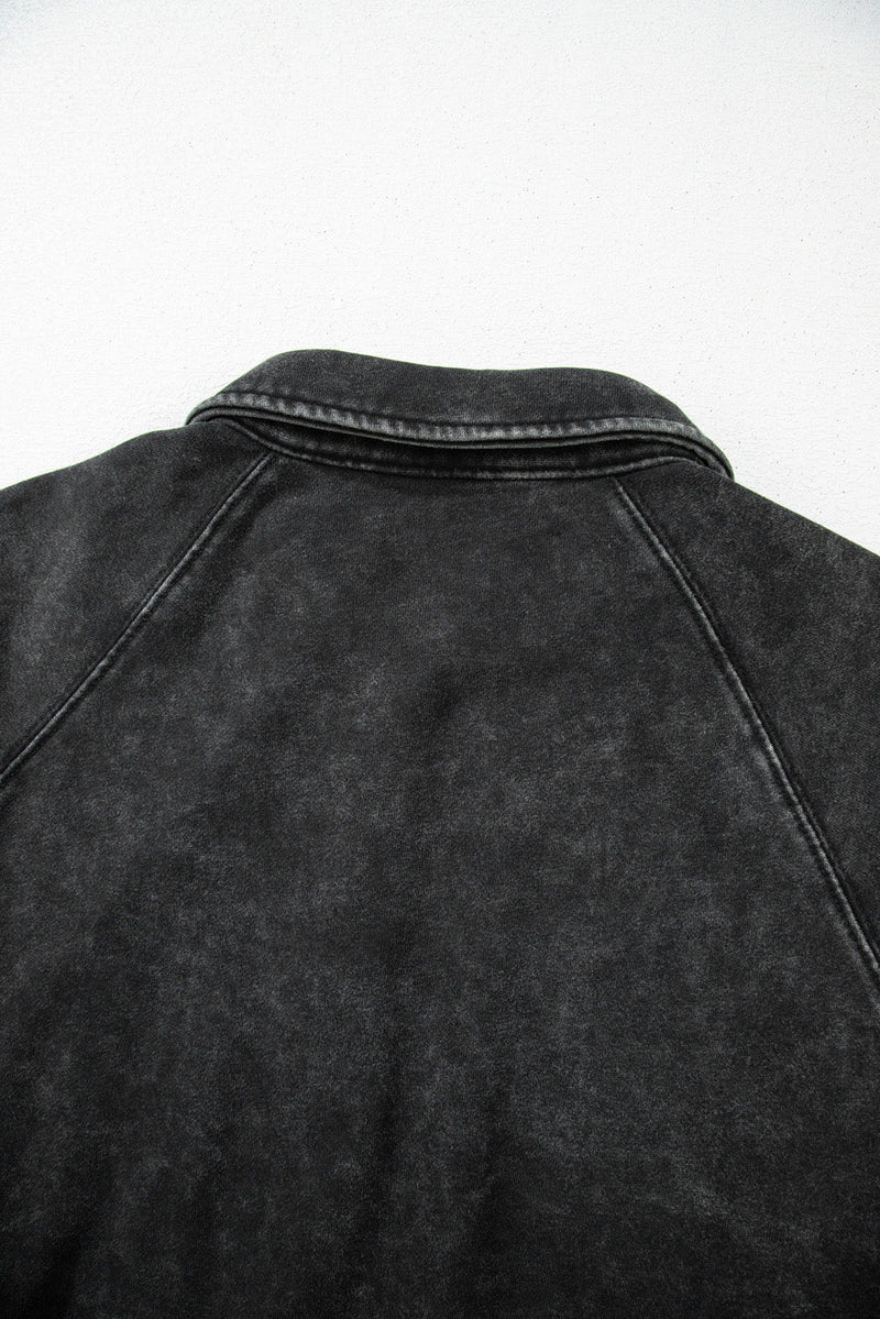 Buttons Balloon Sleeve Oversized Sweatshirt