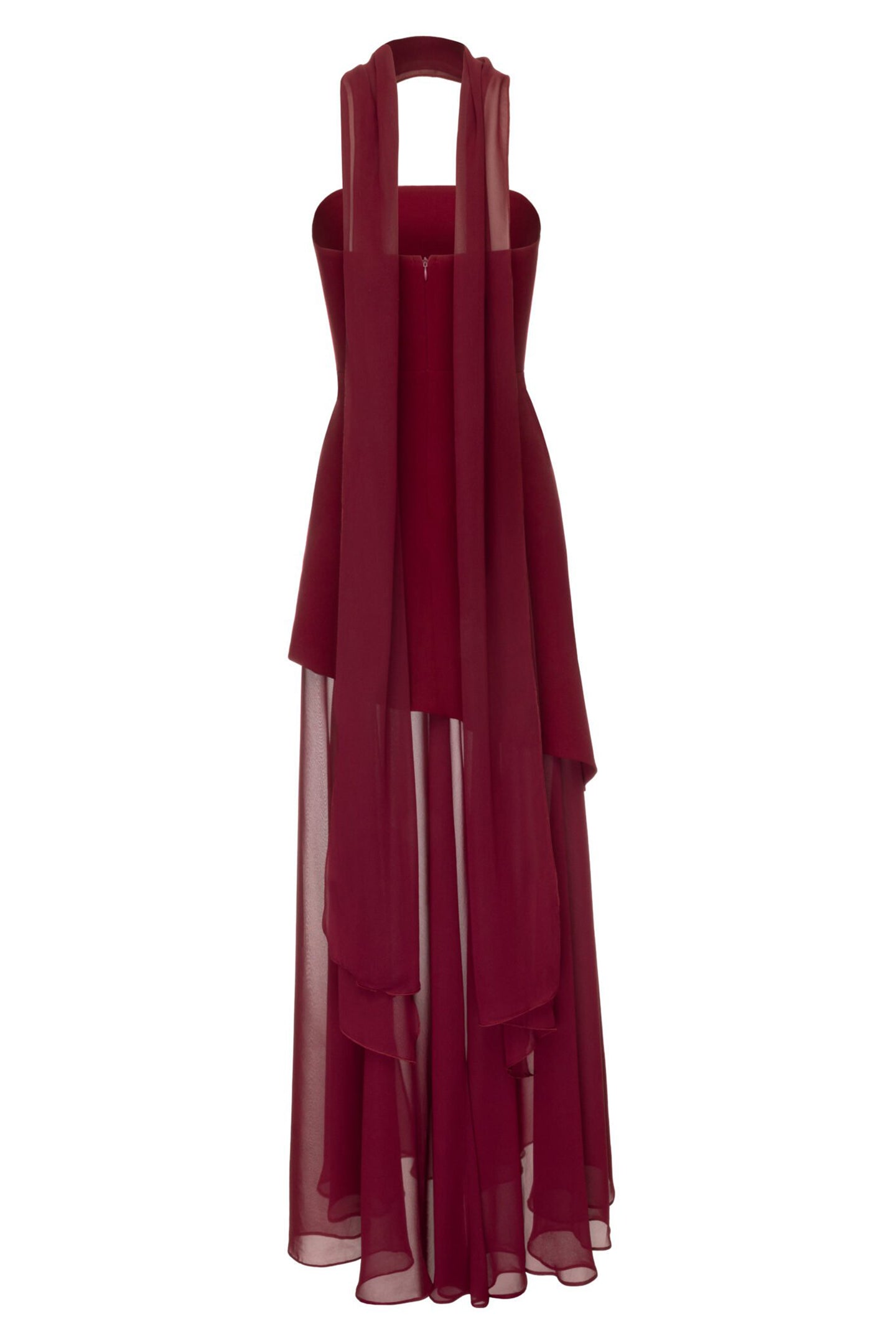 Florence Asymmetrical Chiffon Maxi Dress With Scarf