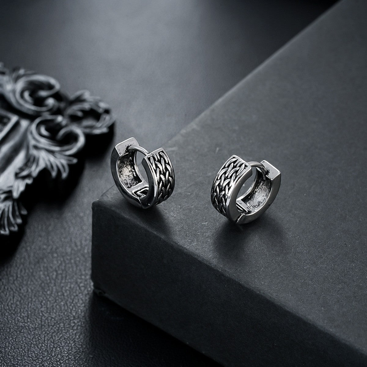 Vintage Textured Huggie Earrings