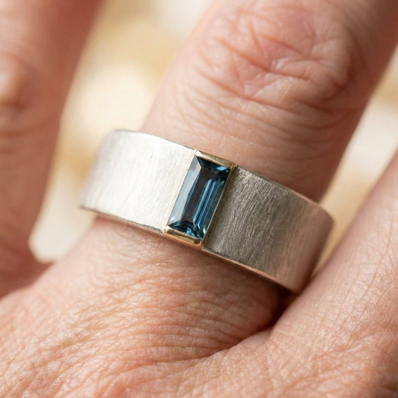 Vintage Sky Glass Silver Ring
