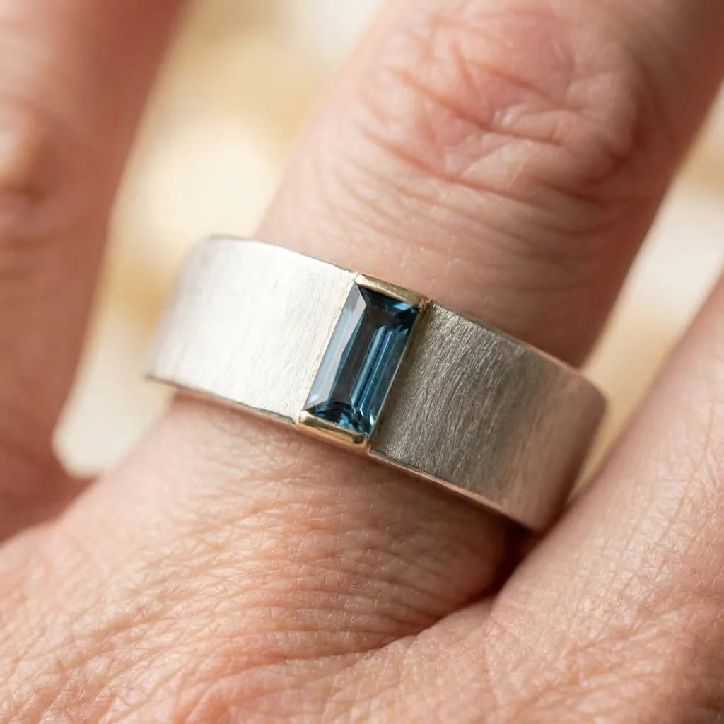 Vintage Sky Glass Silver Ring