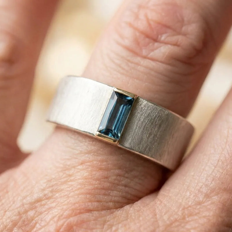Vintage Sky Glass Silver Ring