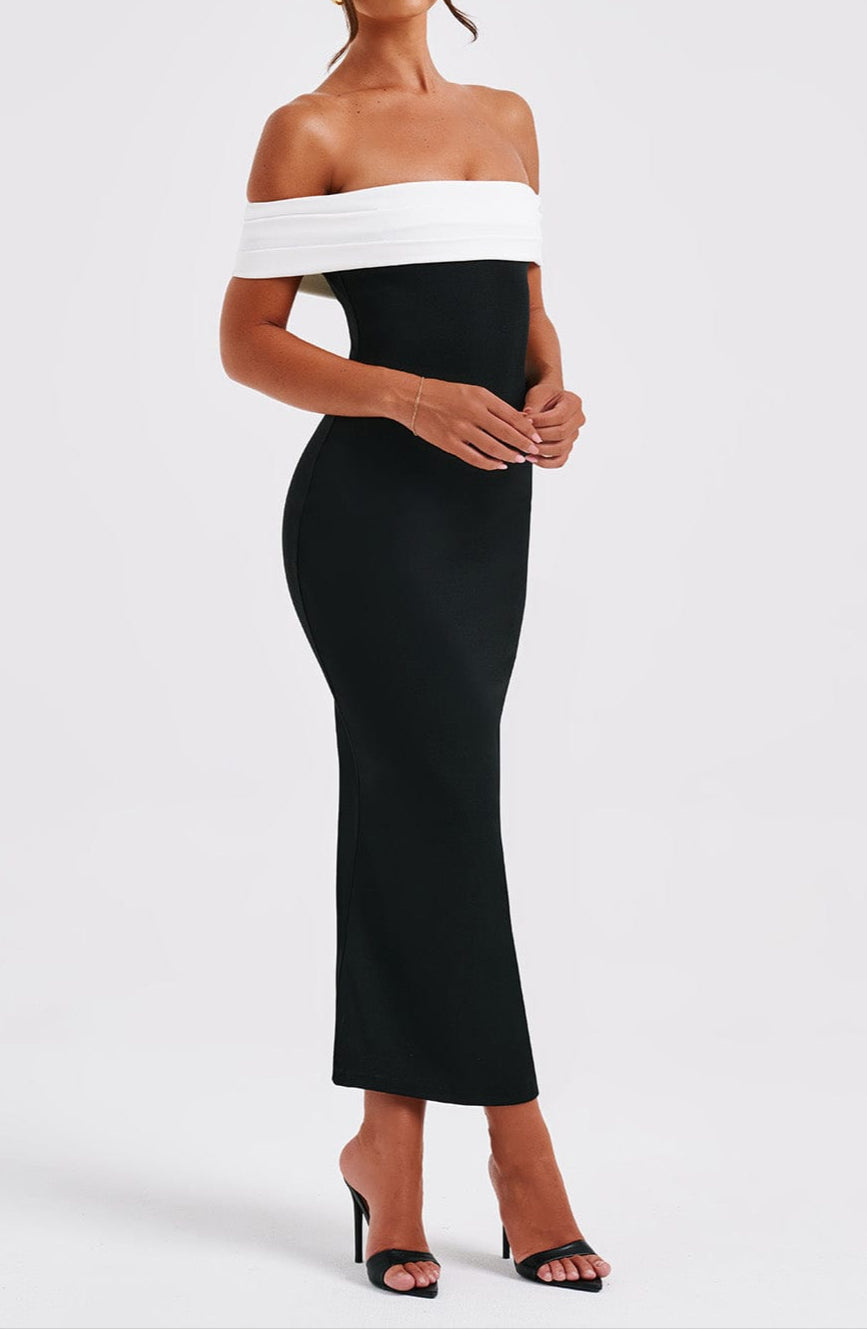 Fiorella Midi Dress - Black/white