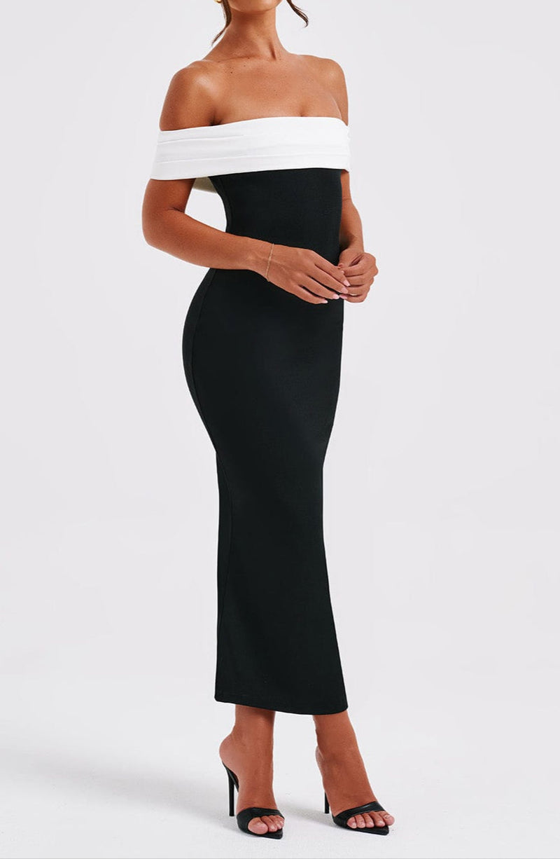 Fiorella Midi Dress - Black/white