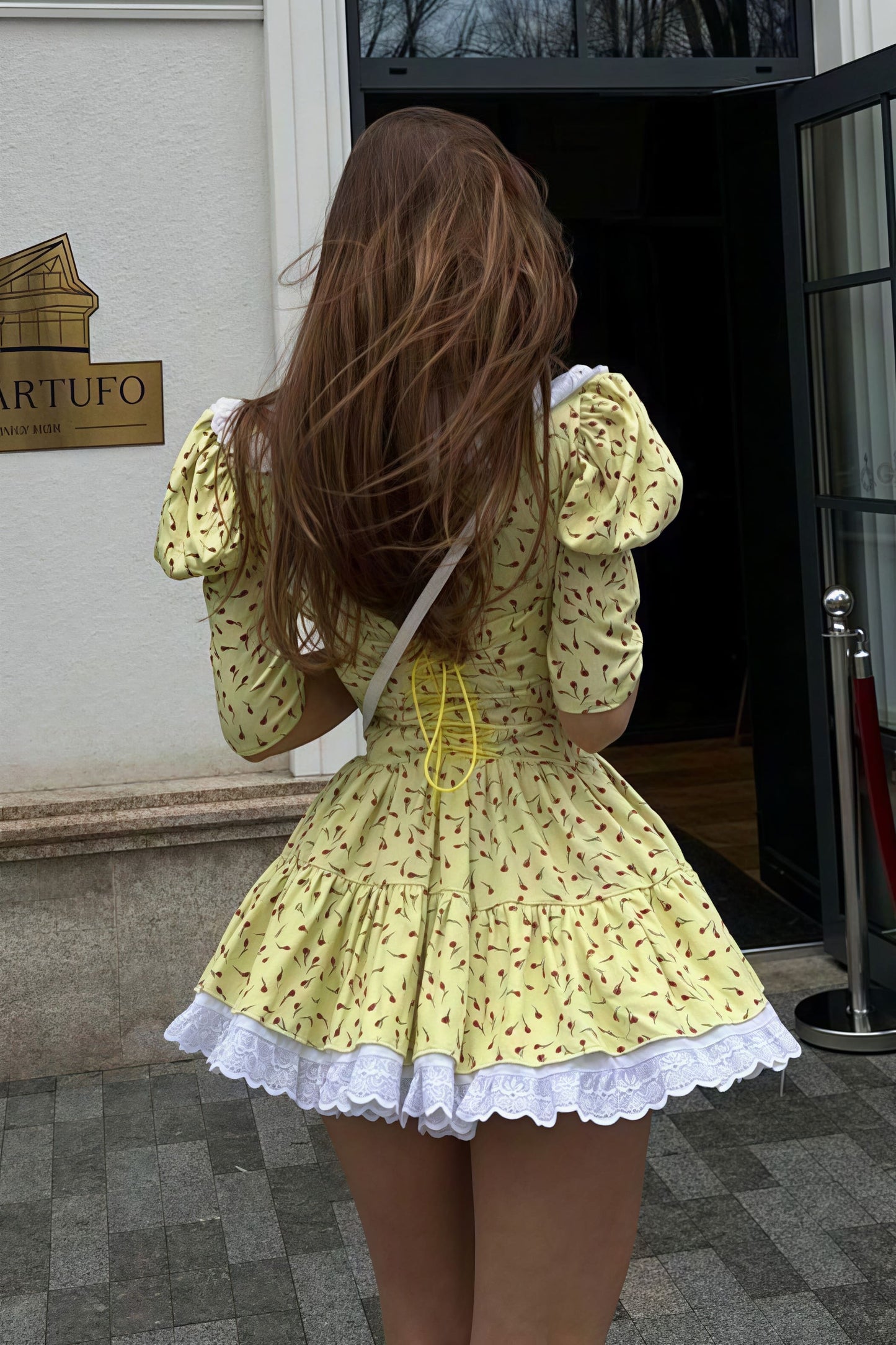 Peter Pan Collar Short Sleeve Mini Dress