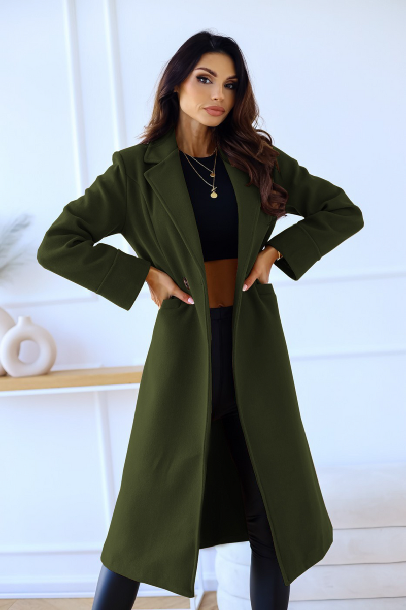 Wool Blend Double Breasted Lapel Overcoat