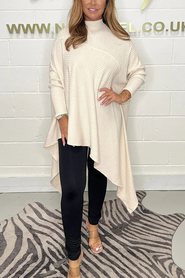 Color Turtleneck Long Sleeve Loose Knitted Sweater