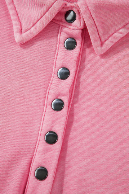 Buttons Balloon Sleeve Oversized Sweatshirt