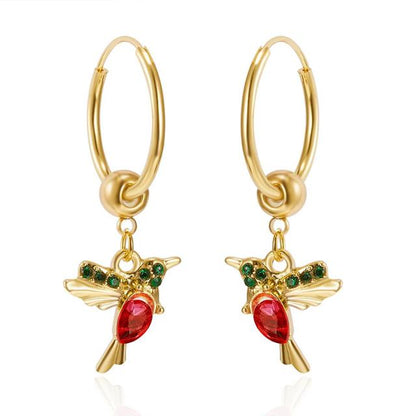 Limited Edition Flying Hummingbird Earrings With Zirconia Inlay