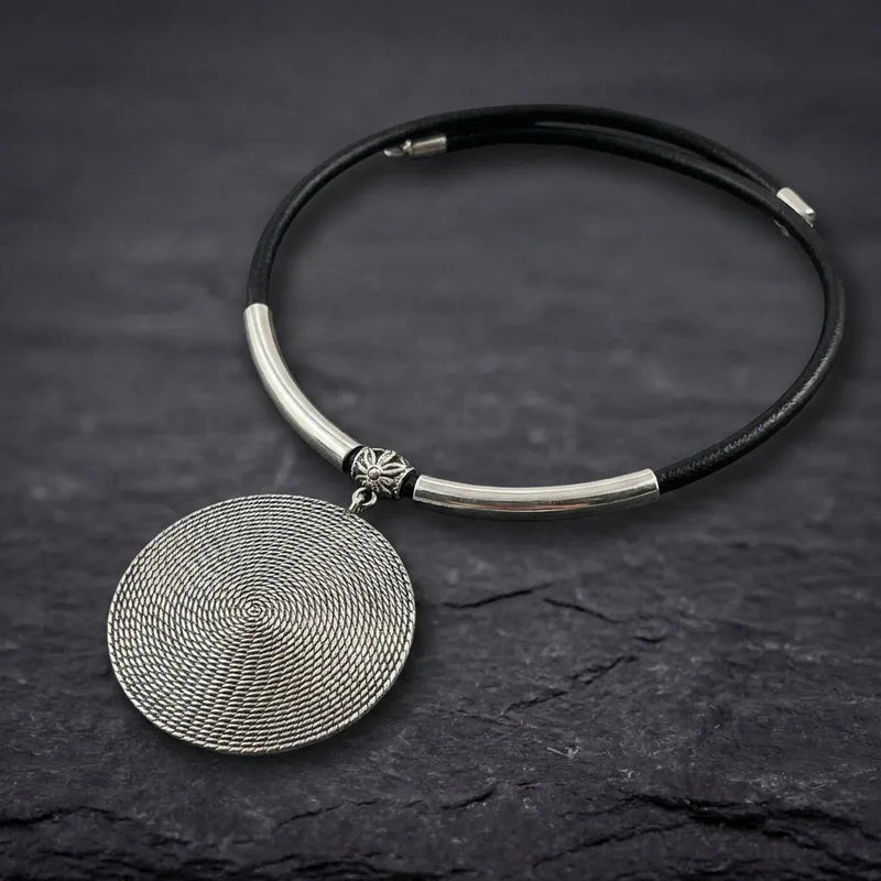 Vintage Silver Disc Necklace