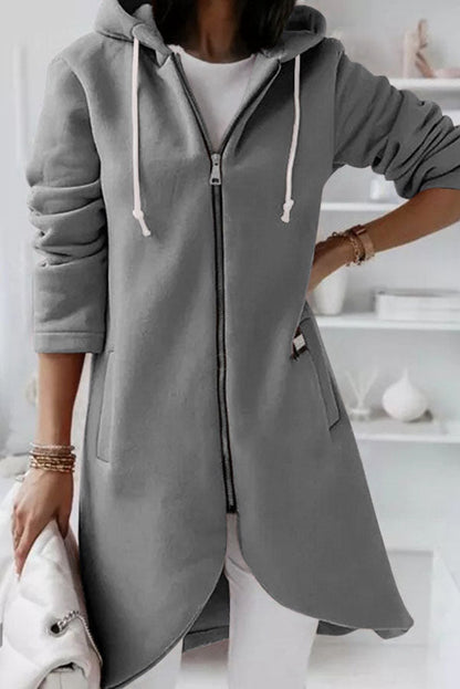 Juliana Color Zip Up Hooded Coat