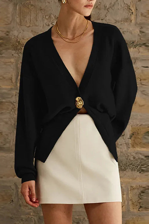 V Neck One Button Sweater Cardigan