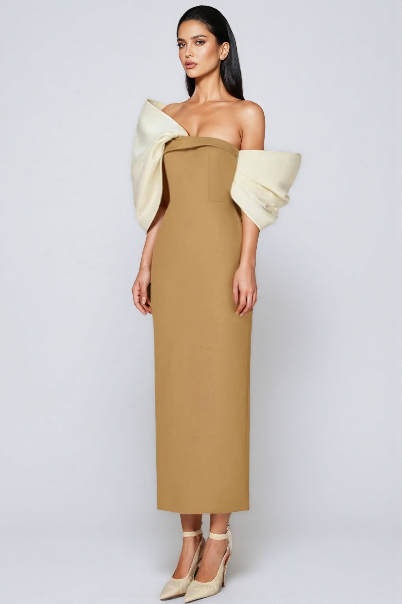 Belia Strapless 3d Bow Maxi Dress-yellow