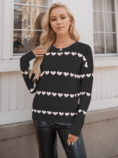 My Hearts Oversized Striped Pullover Sweater