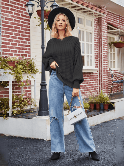 Tahoe Bound Waffle Knit Sweater - Black