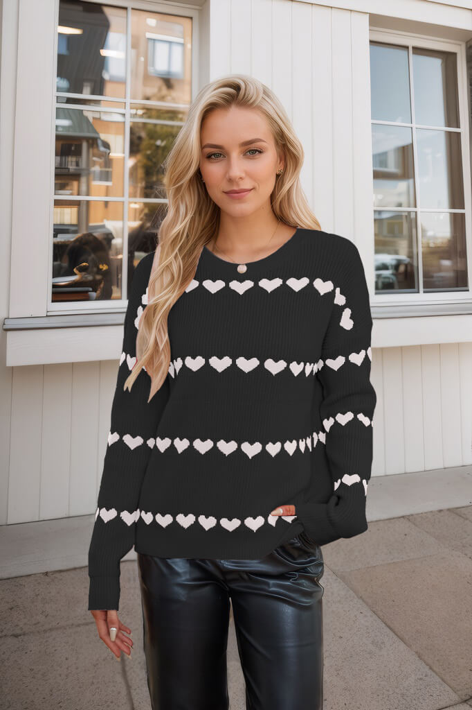 My Hearts Oversized Striped Pullover Sweater
