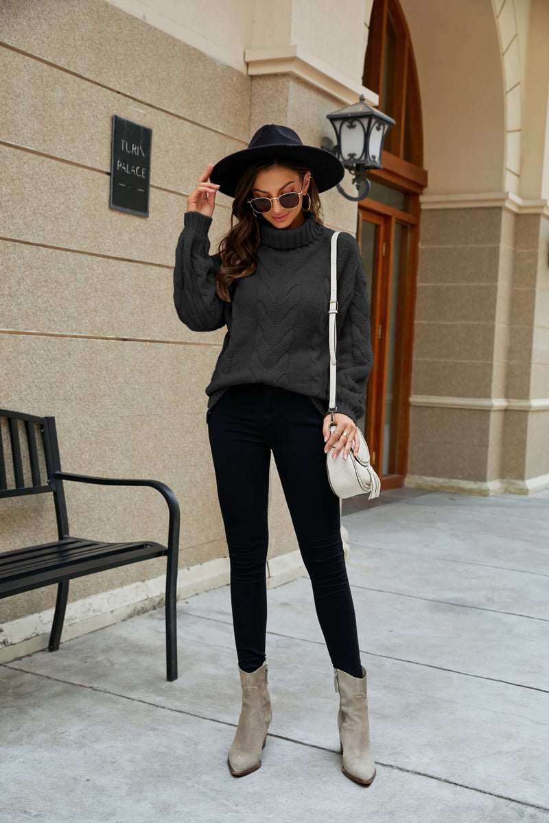 Alyson Turtleneck Cable Knit Sweater