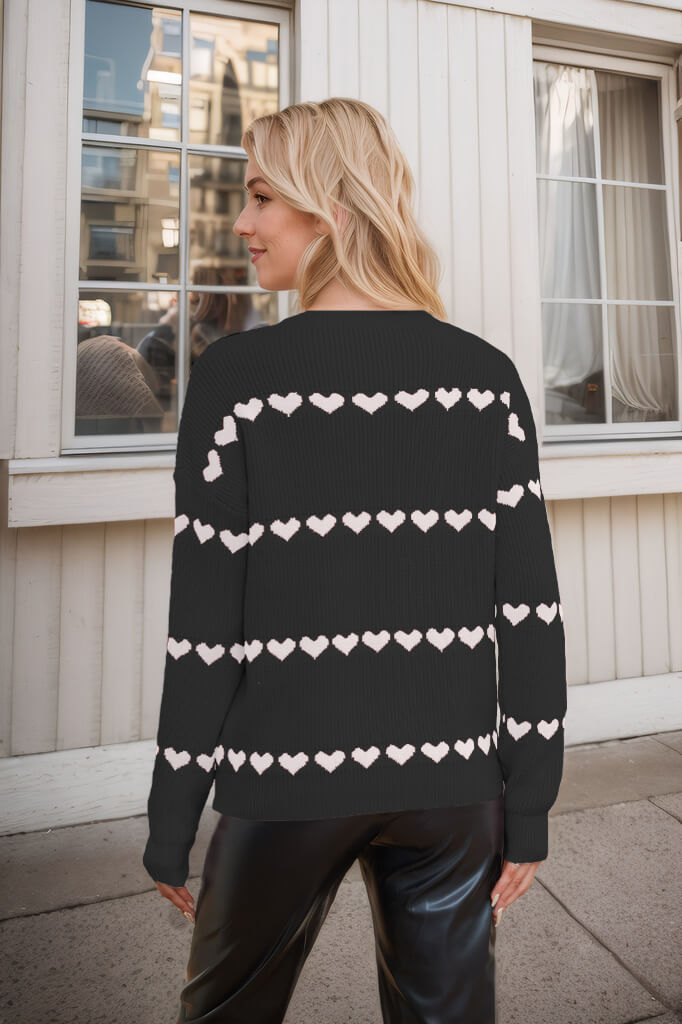 My Hearts Oversized Striped Pullover Sweater
