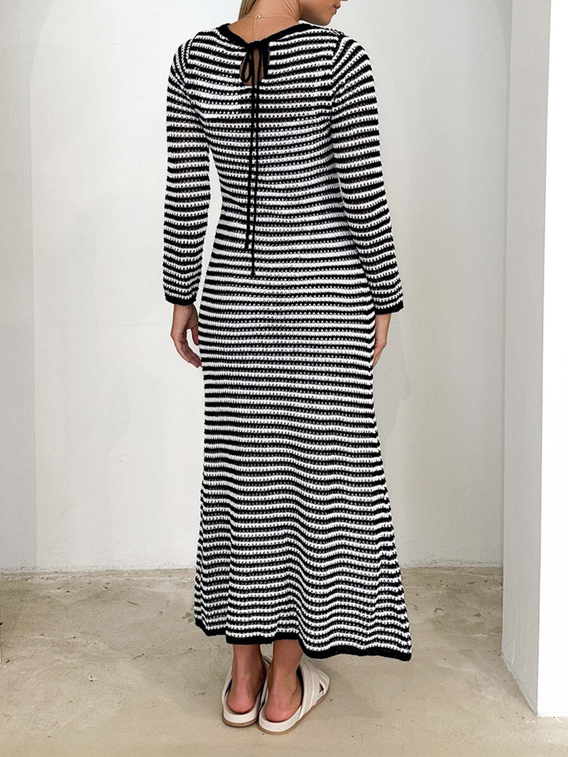 Relax My Way Stripe Sweater Maxi Dress