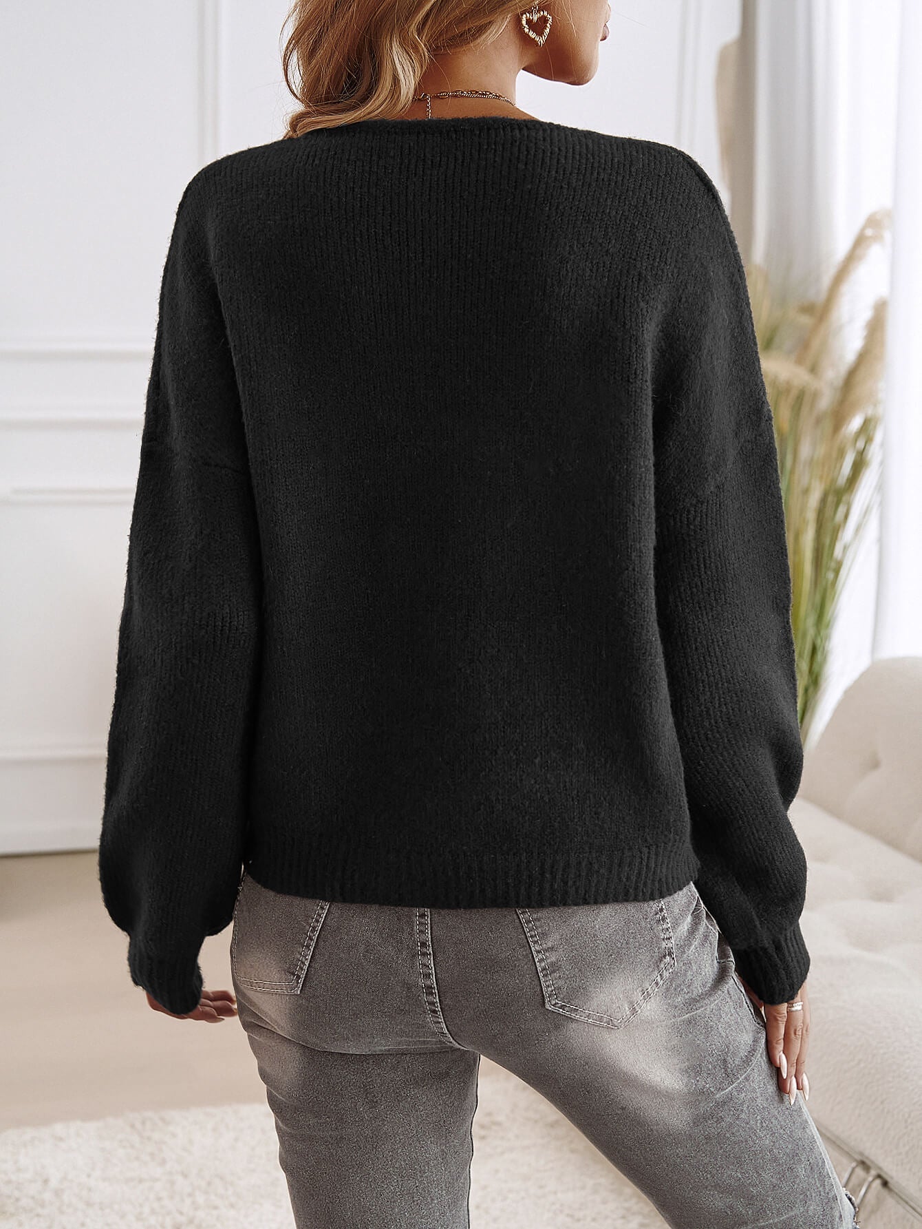 Shes the Bow Detail Sweater Cardigan - Black