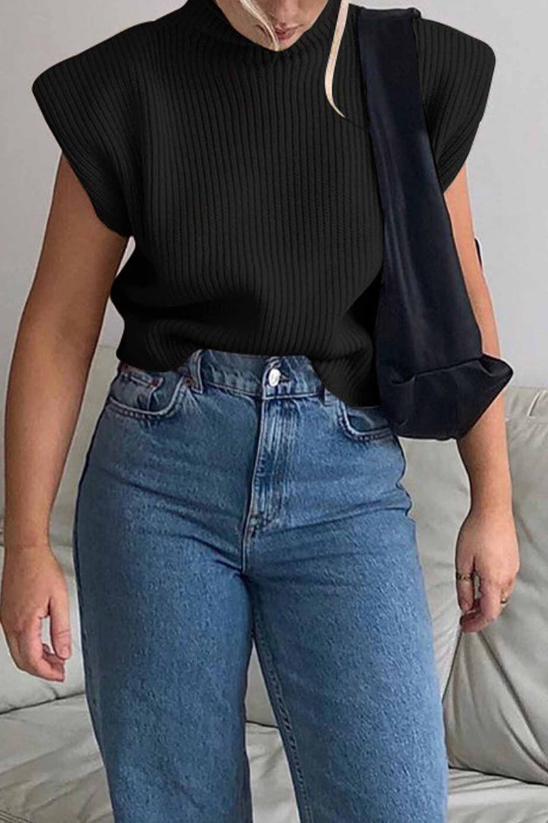 Mock Neck Sleeveless Sweater