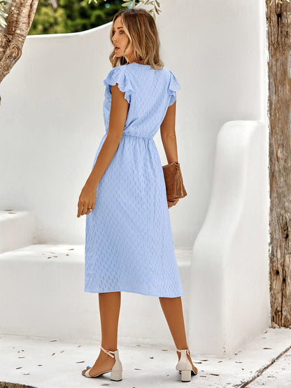 Always Falling Paisley Tiered Midi Dress - Blue