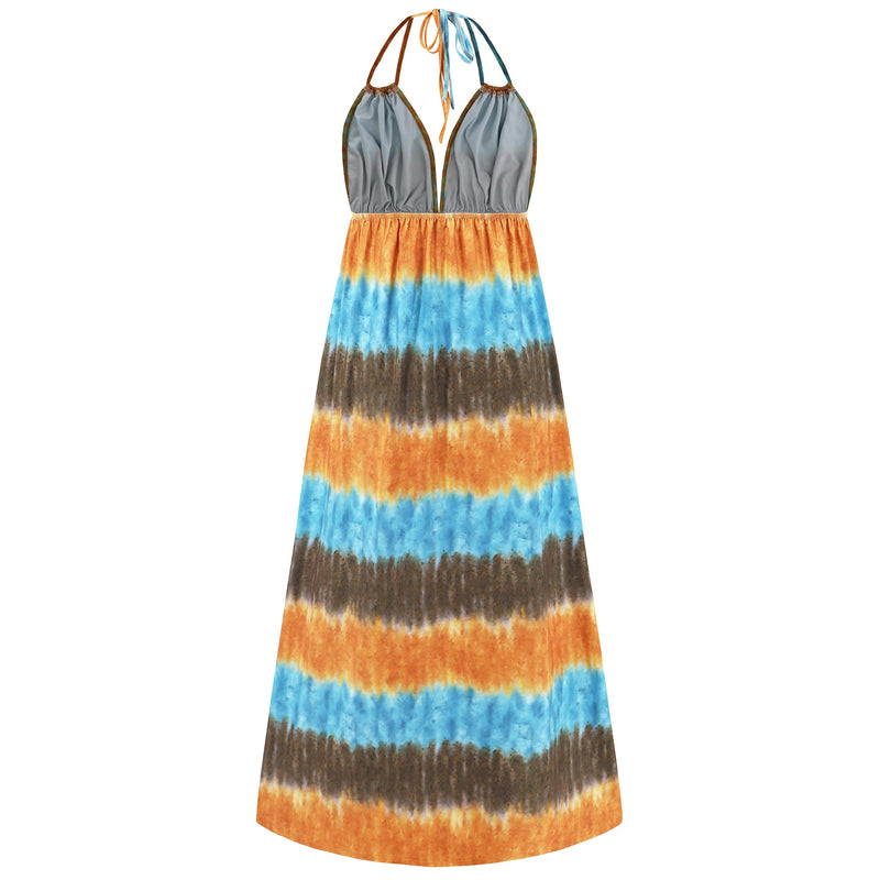 Beach Paradise Tie-dye Maxi Dress - Blue