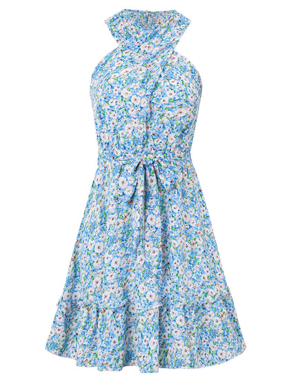 Ariana Halter Mini Dress - Blue
