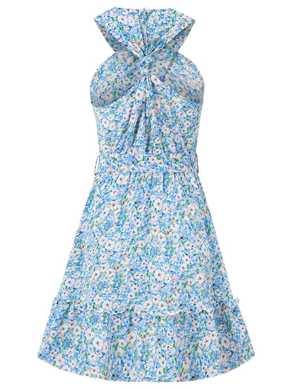 Ariana Halter Mini Dress - Blue