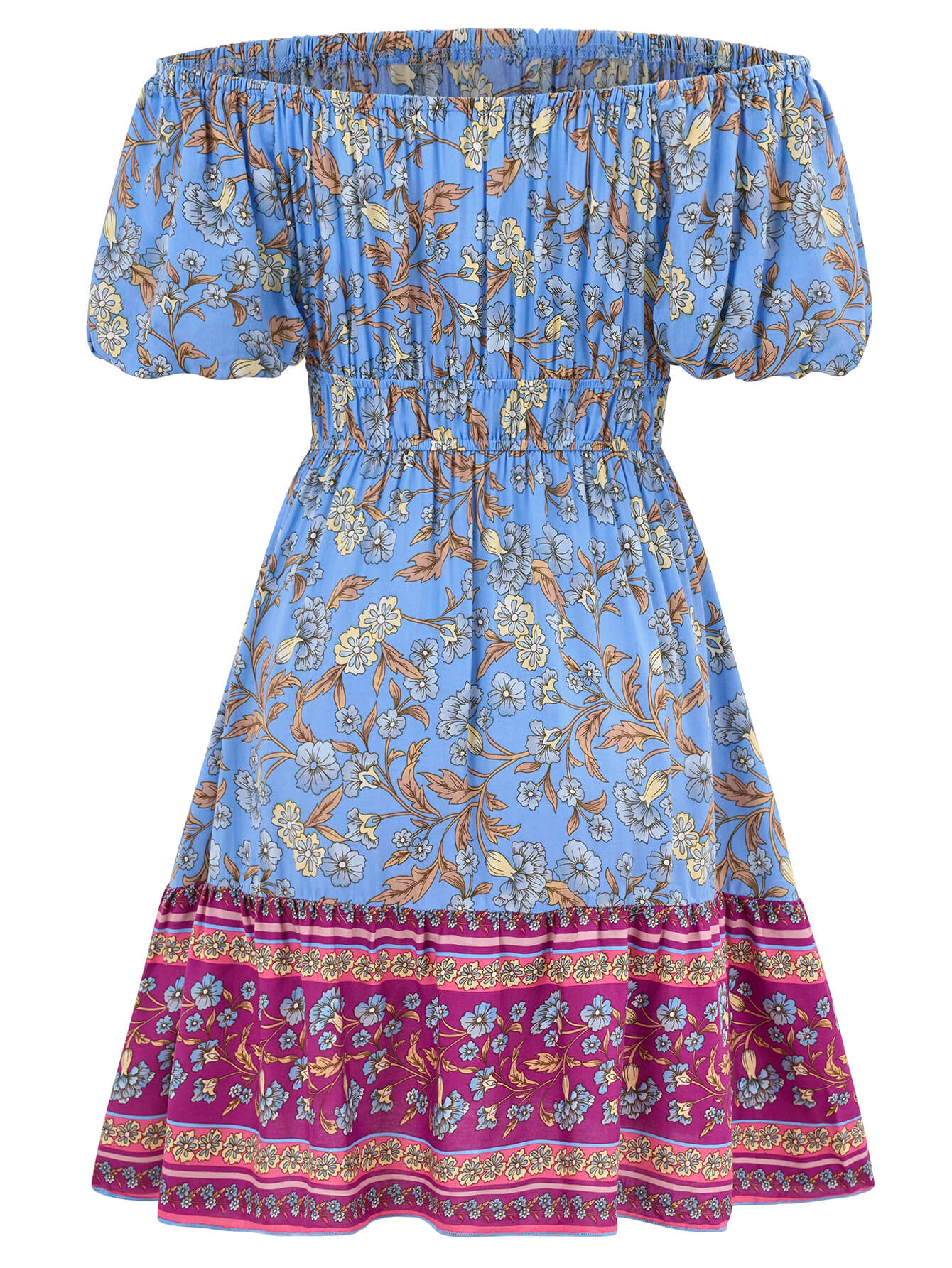 Ashlyn Off-shoulder Mini Dress - Blue