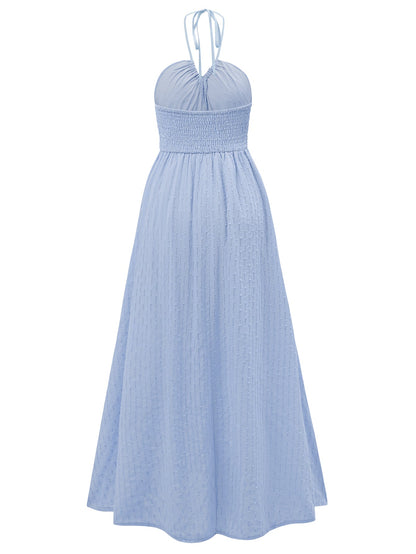 Reservation for Two Halter Maxi Dress - Blue