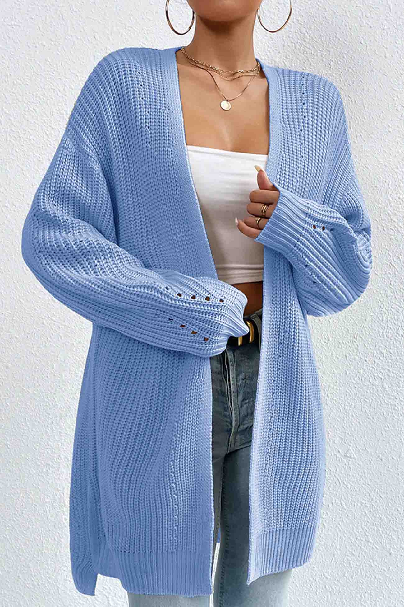 Open Front Mid-length Cardigan