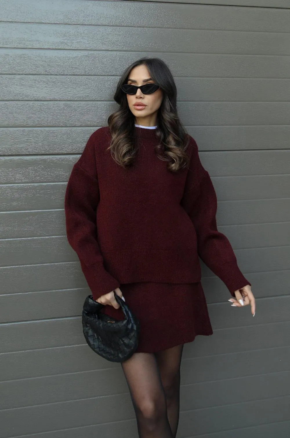 Cozy Knit Skirt Suit